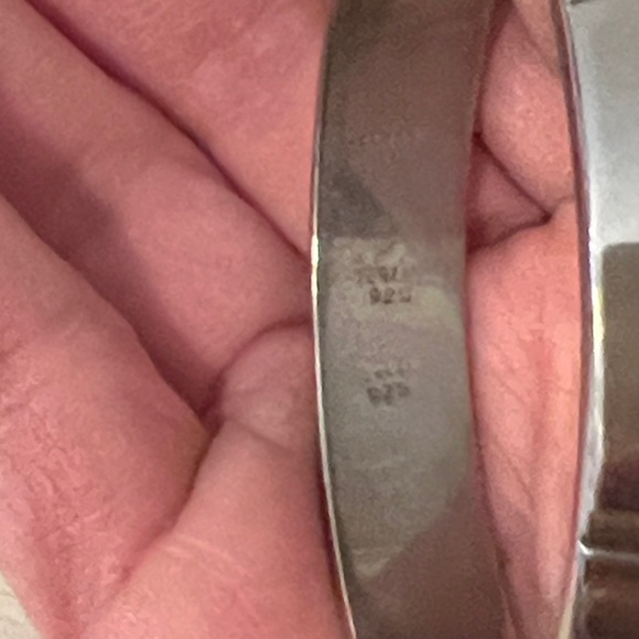 Heavy Vintage Stamped Sterling Silver Hinged Cuff Bracelet – Modernist